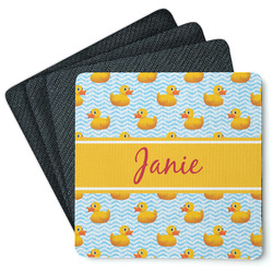 Rubber Duckie Square Rubber Backed Coasters - Set of 4 (Personalized)