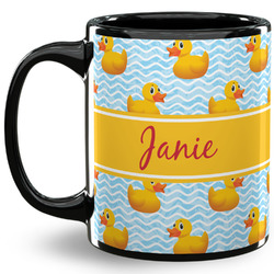 Rubber Duckie 11 Oz Coffee Mug - Black (Personalized)