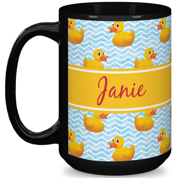 Custom Rubber Duckie 15 Oz Coffee Mug - Black (Personalized)
