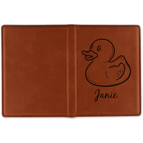 Rubber Duckie Cognac Leather Passport Holder Outside Single Sided - Apvl