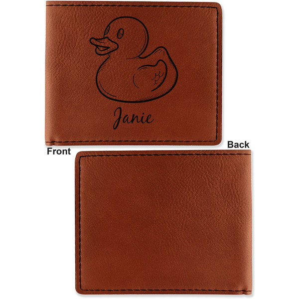 Rubber Duckie Cognac Leatherette Bifold Wallets - Front and Back Single Sided - Apvl