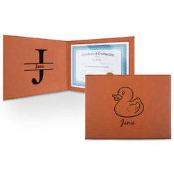 Rubber Duckie Leatherette Certificate Holder - Front and Inside (Personalized)