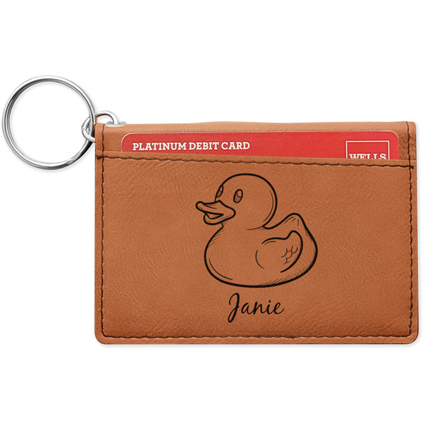 Custom Rubber Duckie Leatherette Keychain ID Holder - Double Sided (Personalized)
