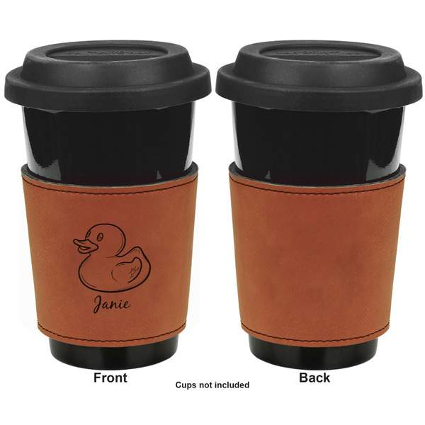 Rubber Duckie Cognac Leatherette Mug Sleeve - Single Sided Apvl