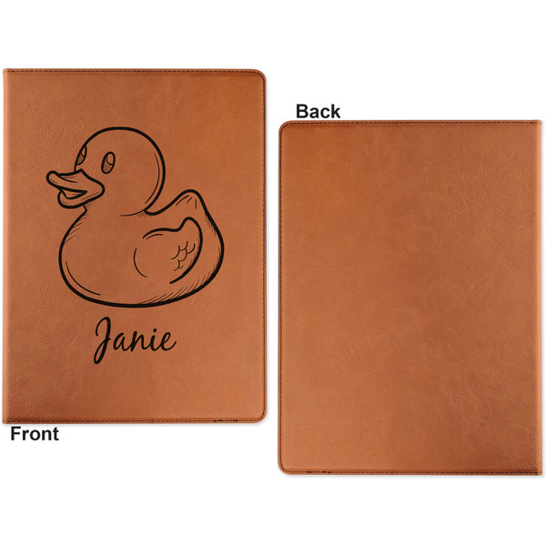 Rubber Duckie Cognac Leatherette Portfolios with Notepad - Large - Single Sided - Apvl