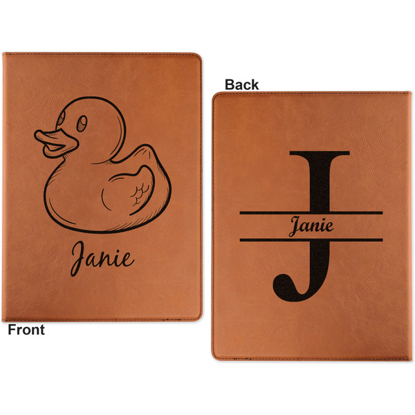 Rubber Duckie Cognac Leatherette Portfolios with Notepad - Small - Double Sided- Apvl