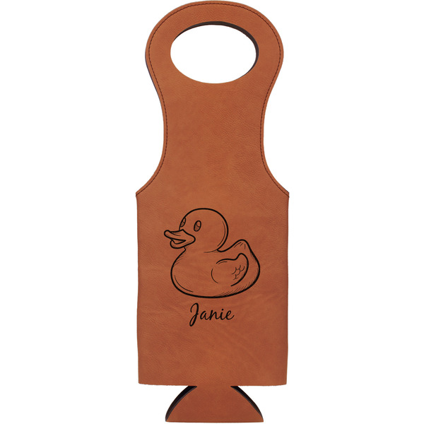 Custom Rubber Duckie Leatherette Wine Tote - Single Sided (Personalized)