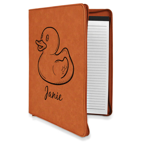 Custom Rubber Duckie Leatherette Zipper Portfolio with Notepad - Single Sided (Personalized)