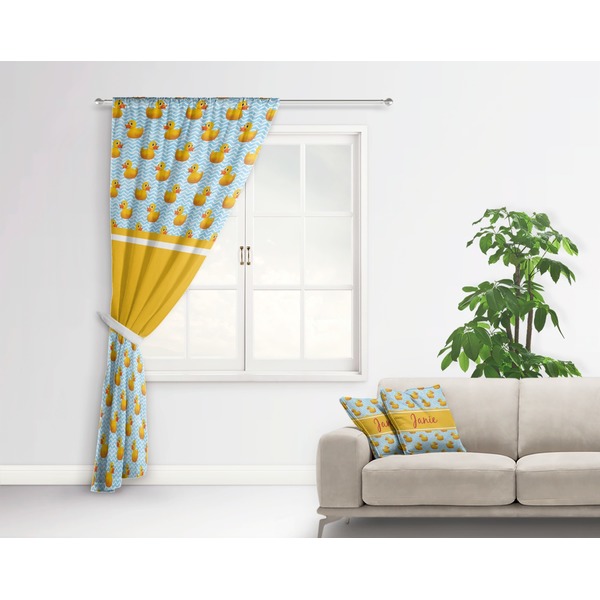 Rubber Duckie Curtain With Window and Rod - in Room Matching Pillow