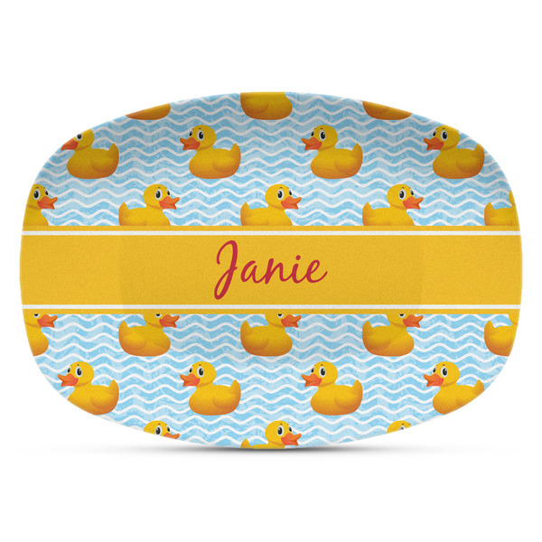 Custom Rubber Duckie Plastic Platter - Microwave & Oven Safe Composite Polymer (Personalized)