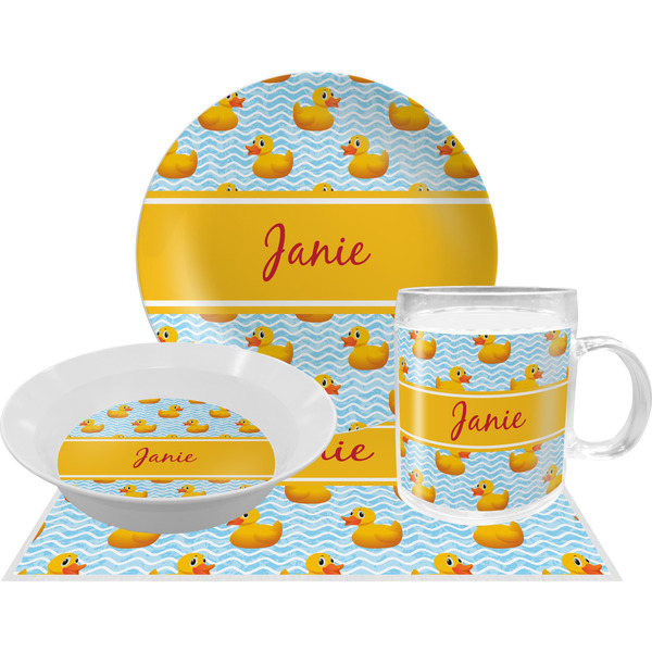 Custom Rubber Duckie Dinner Set - Single 4 Pc Setting w/ Name or Text