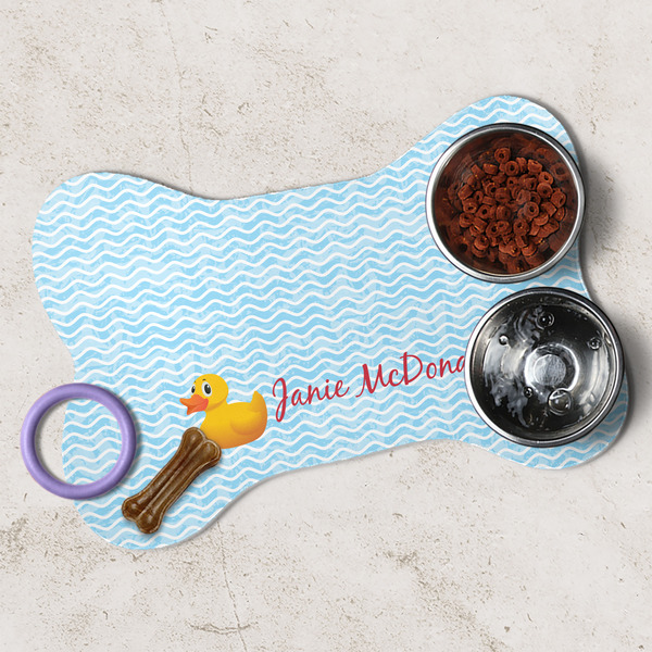 Rubber Duckie Dog Bone Shaped Mat Lifestyle