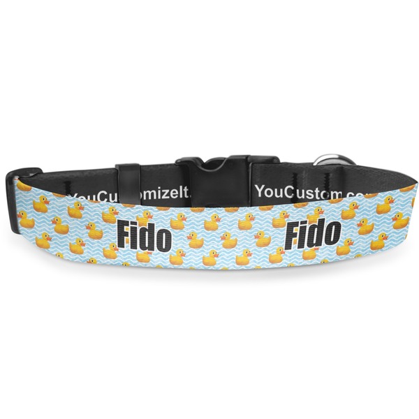 Custom Rubber Duckie Deluxe Dog Collar - Small (8.5" to 12.5") (Personalized)