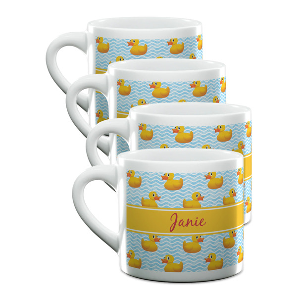 Custom Rubber Duckie Double Shot Espresso Cups - Set of 4 (Personalized)