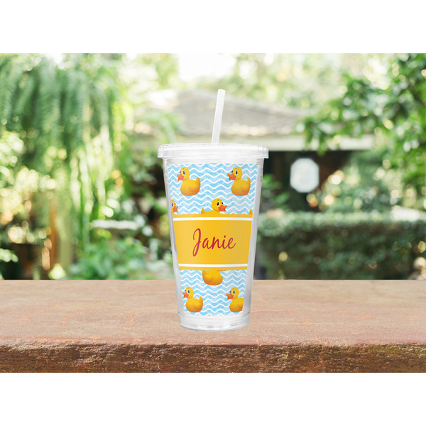 Rubber Duckie Double Wall Tumbler with Straw Lifestyle