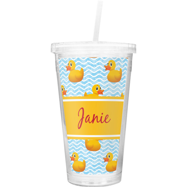 Custom Rubber Duckie Double Wall Tumbler with Straw (Personalized)