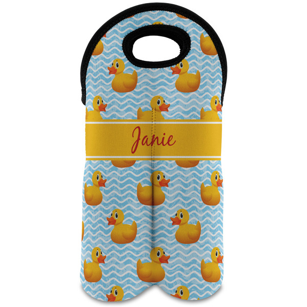 Custom Rubber Duckie Wine Tote Bag (2 Bottles) (Personalized)