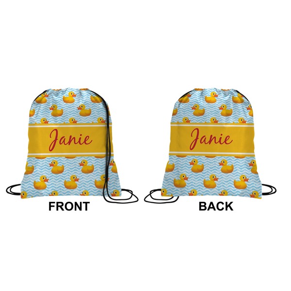 Rubber Duckie Drawstring Backpack Front & Back Medium