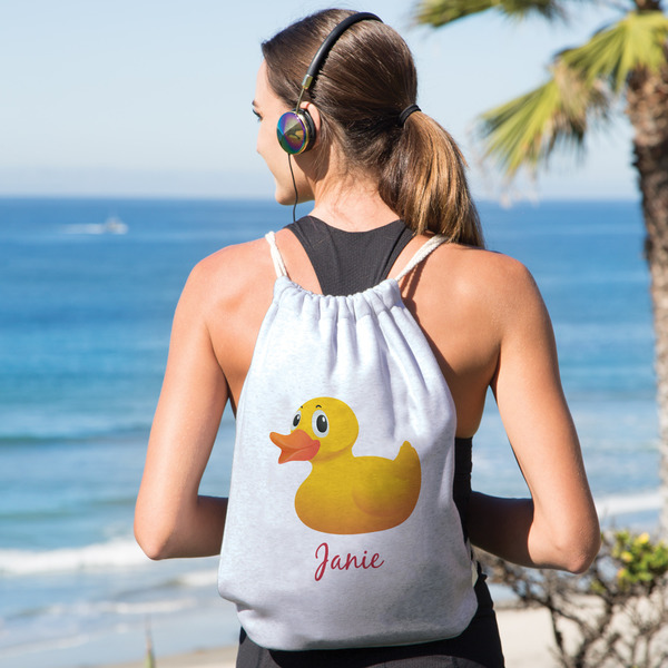 Rubber Duckie Drawstring Backpacks - Sweatshirt Fleece - Double Sided - LIFESTYLE
