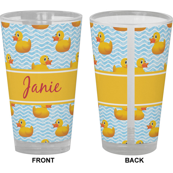 Rubber Duckie Pint Glass - Full Color - Front & Back Views