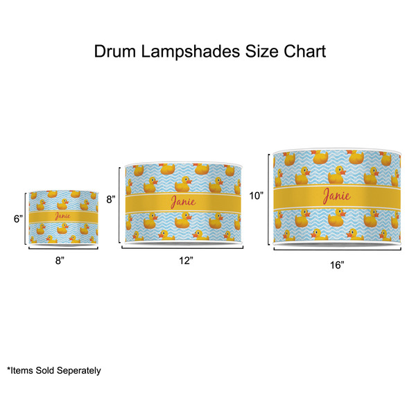 Rubber Duckie Drum Lampshades - Sizing Chart