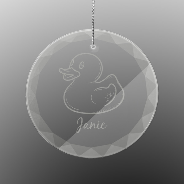 Custom Rubber Duckie Engraved Glass Ornament - Round (Personalized)