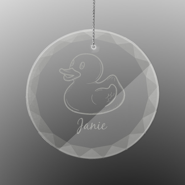 Rubber Duckie Engraved Glass Ornament - Round (Front)