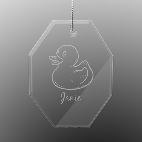 Rubber Duckie Engraved Glass Ornaments - Octagon
