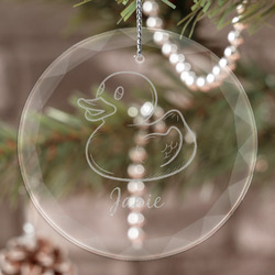 Rubber Duckie Engraved Glass Ornament (Personalized)