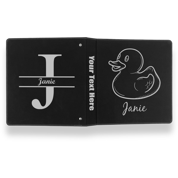 Rubber Duckie Leather Binder - 1" - Black- Back Spine Front View