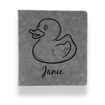 Rubber Duckie Leather Binder - 1" - Grey (Personalized)