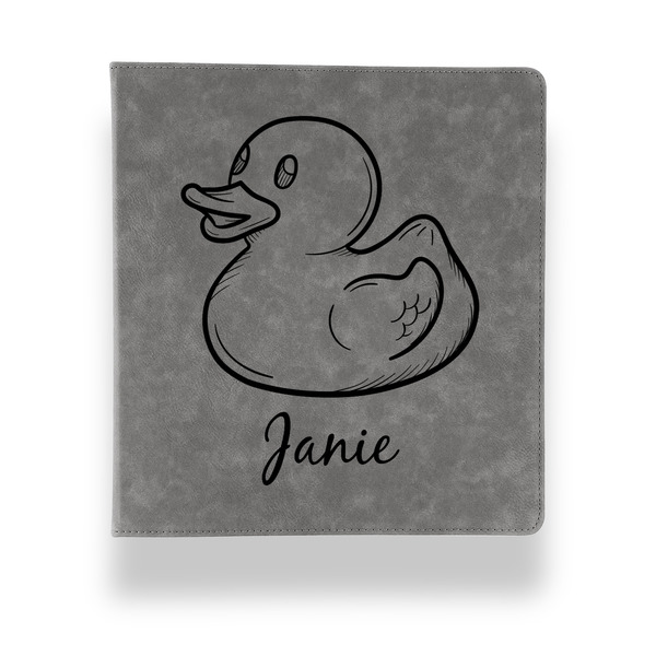 Custom Rubber Duckie Leather Binder - 1" - Grey (Personalized)