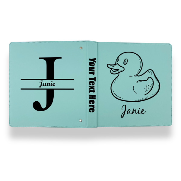 Rubber Duckie Leather Binder - 1" - Teal - Back Spine Front View