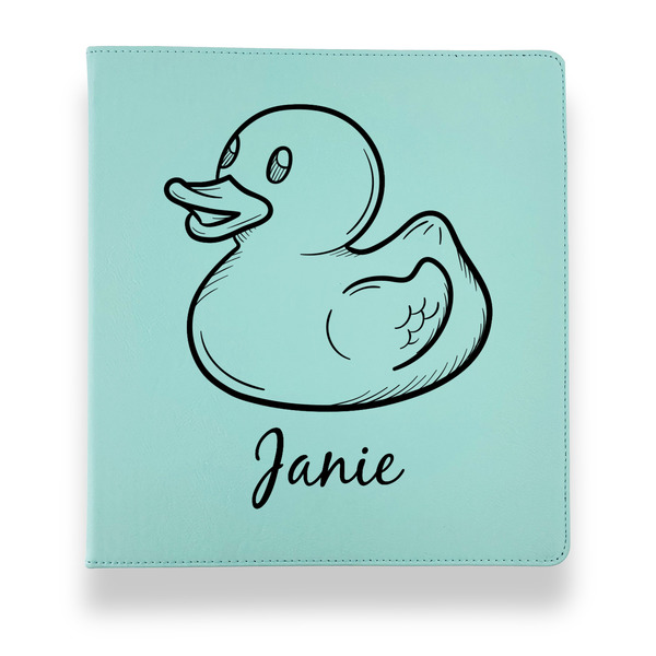 Custom Rubber Duckie Leather Binder - 1" - Teal (Personalized)