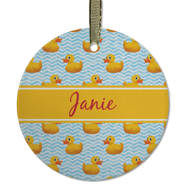 Rubber Duckie Frosted Glass Ornament - Round