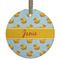 Rubber Duckie Flat Glass Ornament - Round w/ Name or Text