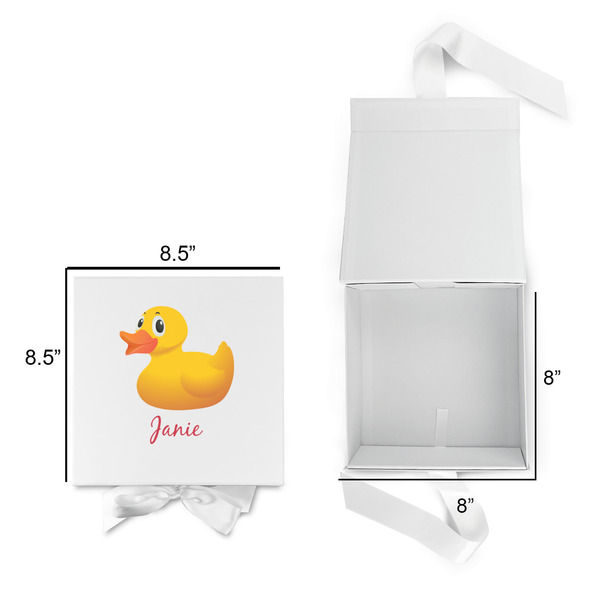 Rubber Duckie Gift Boxes with Magnetic Lid - White - Open & Closed