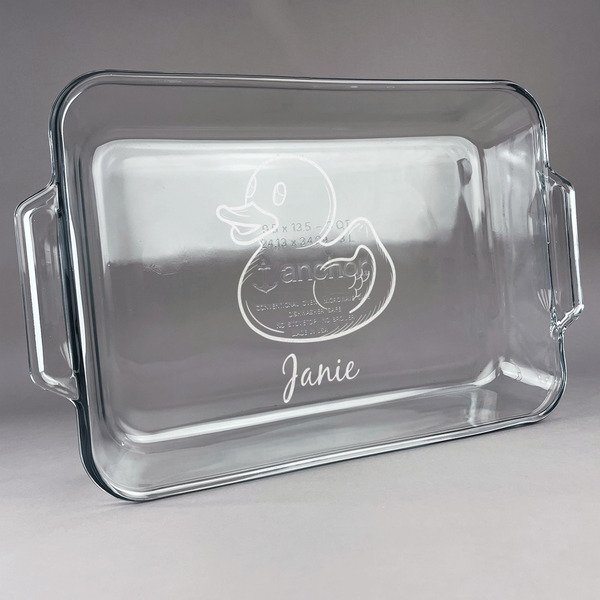 Custom Rubber Duckie Glass Baking Dish - 13in x 9in (Personalized)