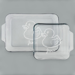 Rubber Duckie Set of Glass Baking & Cake Dish - 13in x 9in & 8in x 8in (Personalized)
