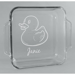 Rubber Duckie Glass Cake Dish - 8in x 8in (Personalized)