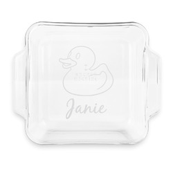 Rubber Duckie Glass Cake Dish with Truefit Lid - 8in x 8in (Personalized)