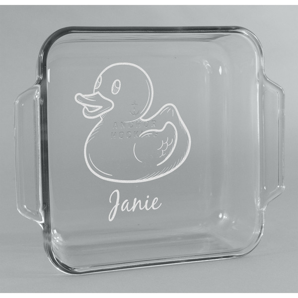 Custom Rubber Duckie Glass Cake Dish - 8in x 8in (Personalized)