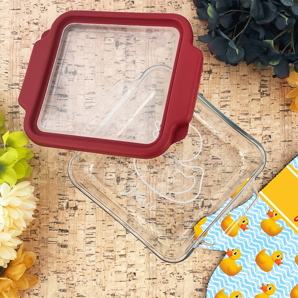 Rubber Duckie Glass Cake Dish - LIFESTYLE (8x8)