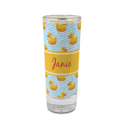 Rubber Duckie 2 oz Shot Glass - Glass with Gold Rim (Personalized)