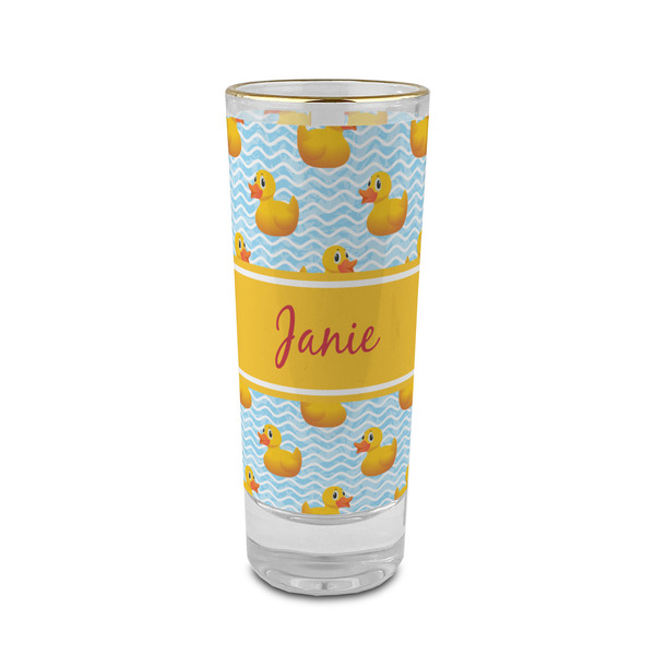 Custom Rubber Duckie 2 oz Shot Glass - Glass with Gold Rim (Personalized)