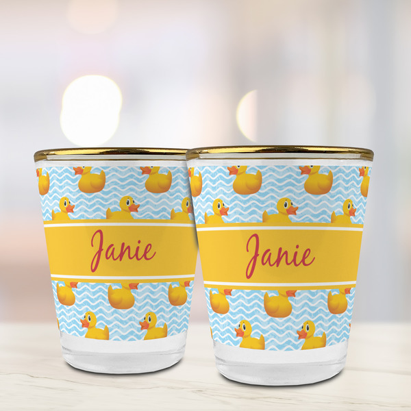 Rubber Duckie Glass Shot Glass - with gold rim - LIFESTYLE