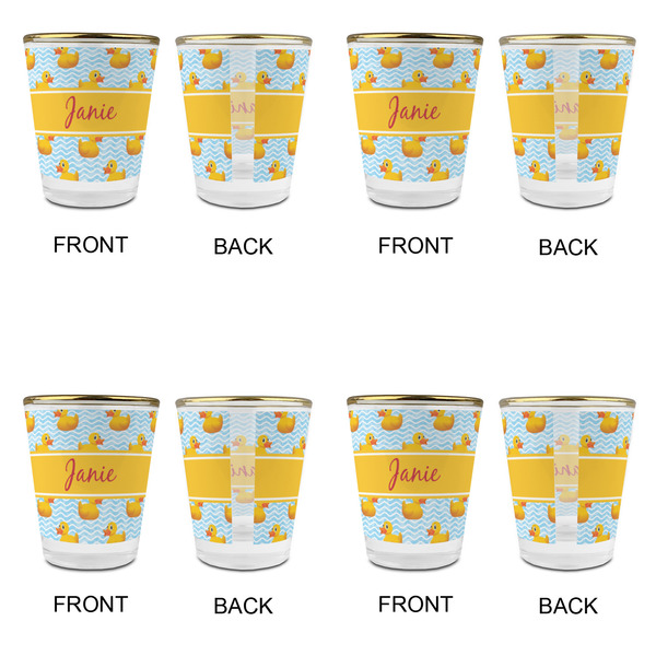 Rubber Duckie Glass Shot Glass - with gold rim - Set of 4 - APPROVAL