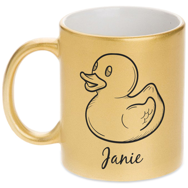 Custom Rubber Duckie Metallic Gold Mug (Personalized)