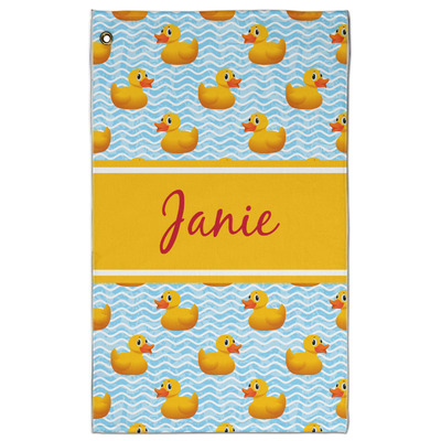 Rubber Duckie Golf Towel - Poly-Cotton Blend - Large w/ Name or Text