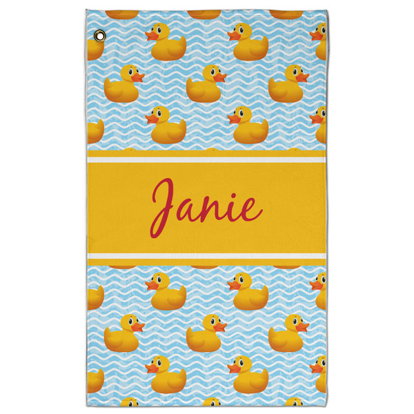 Custom Rubber Duckie Golf Towel - Poly-Cotton Blend w/ Name or Text